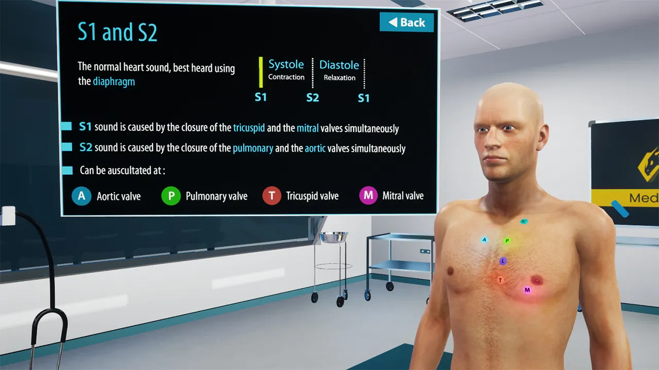 Auscultation of the Heart - Physical Examination VR Simulation Training